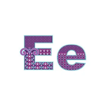Vector abstract letter E with ornamental pattern. Cartoon signs Stock Illustration