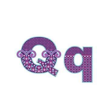 Vector abstract letter Q with ornamental pattern. Cartoon signs Stock Illustration