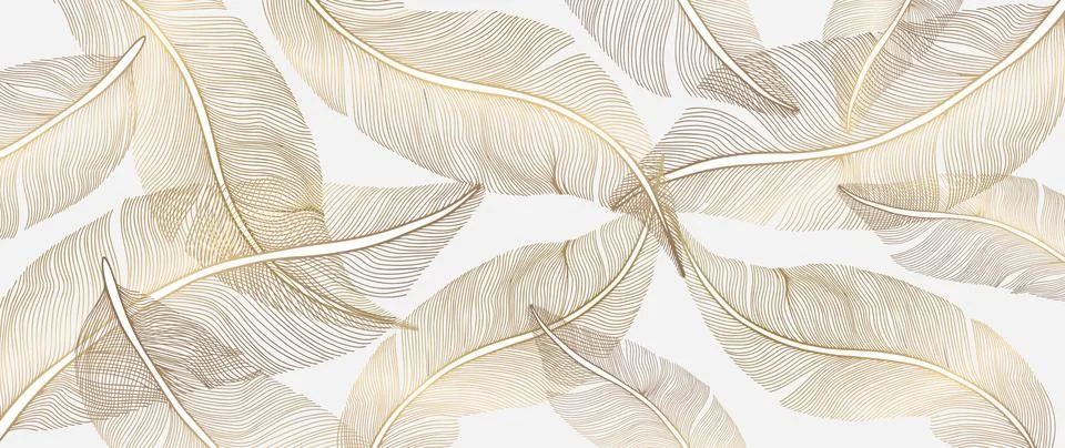 Vector abstract light illustration with golden feathers Stock Illustration