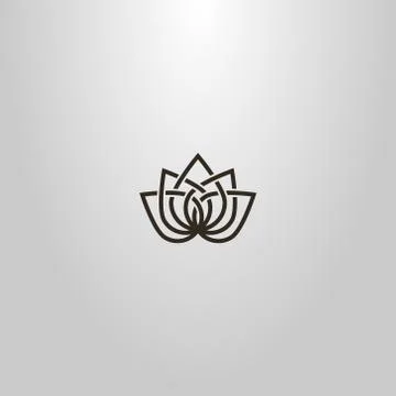 Vector abstract line art sign of single line lotus bloom Stock Illustration