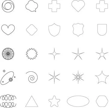 Vector Abstract line icons Collection, Geometric Shapes set modern and retro 스톡 일러스트