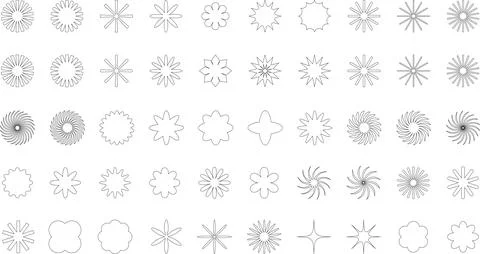 Vector Abstract line icons Collection, Geometric Shapes set modern and retro イラスト素材