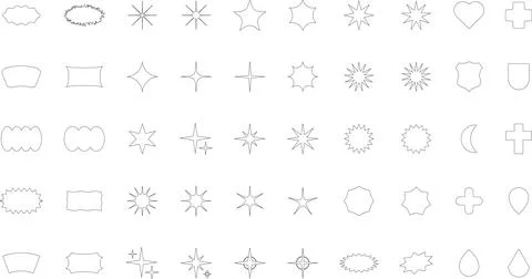 Vector Abstract line icons Collection, Geometric Shapes set modern and retro イラスト素材