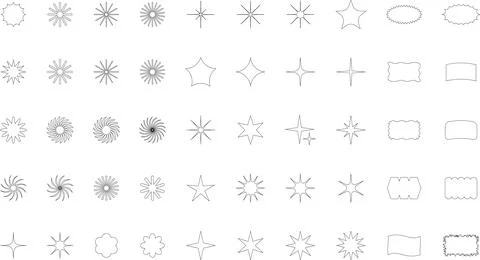 Vector Abstract line icons Collection, Geometric Shapes set modern and retro Stock Illustration