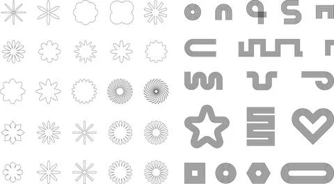 Vector Abstract line icons Collection, Geometric Shapes set modern and retro イラスト素材