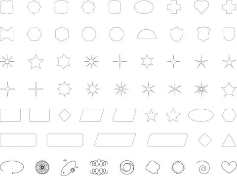 Vector Abstract line icons Collection, Geometric Shapes set modern and retro Stock Illustration