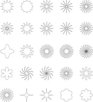 Vector Abstract line icons Collection, Geometric Shapes set modern and retro Stock Illustration