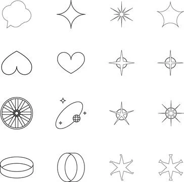 Vector Abstract line icons Collection, Geometric Shapes set modern and retro Stock Illustration