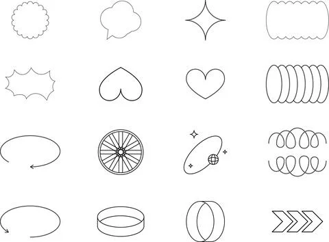 Vector Abstract line icons Collection, Geometric Shapes set modern and retro イラスト素材