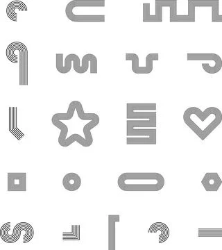Vector Abstract line icons Collection, Geometric Shapes set modern and retro 스톡 일러스트