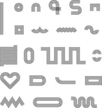 Vector Abstract line icons Collection, Geometric Shapes set modern and retro 스톡 일러스트