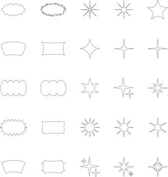 Vector Abstract line icons Collection, Geometric Shapes set modern and retro 스톡 일러스트