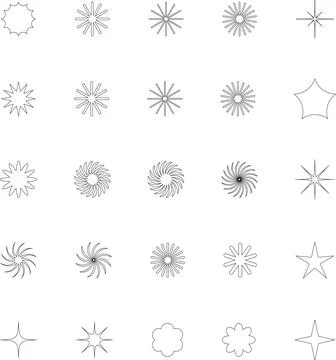 Vector Abstract line icons Collection, Geometric Shapes set modern and retro イラスト素材