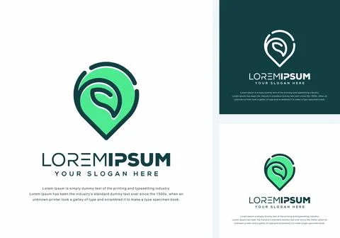 Vector of an abstract logo design with a green leaf on the white background 스톡 일러스트