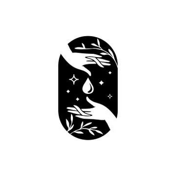 Vector abstract logo design template hands with leaves and stars - symbol for Stock-Illustration