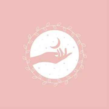 Vector abstract logo design template in trendy linear minimal style - hands,  Stock Illustration