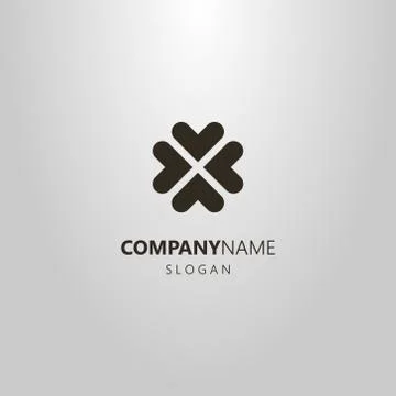 Vector abstract logo of four heart-shaped leaves flower Illustrazione stock