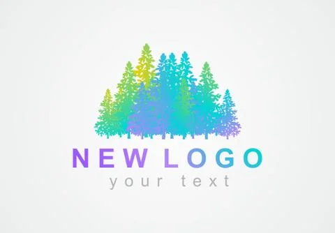 Vector abstract logo with trees. Forest bright icon with the tree. Stock Illustration