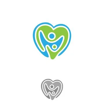 Vector abstract love with two people icon symbol Stock Illustration