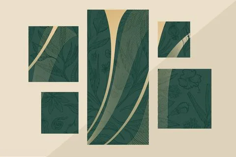 Vector abstract luxury tropical interior prints set Ilustración de archivo