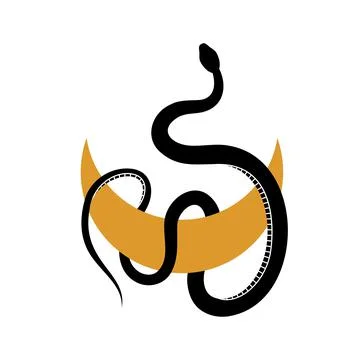 Vector abstract magic illustration celestial snake and moon, minimal design i Stock Illustration