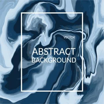 Vector abstract marble texture blue color, Fluid design backgrounds acrylic Stock Illustration