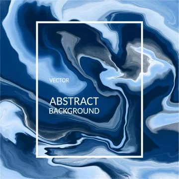 Vector abstract marble texture blue color, Fluid design backgrounds acrylic Stock Illustration