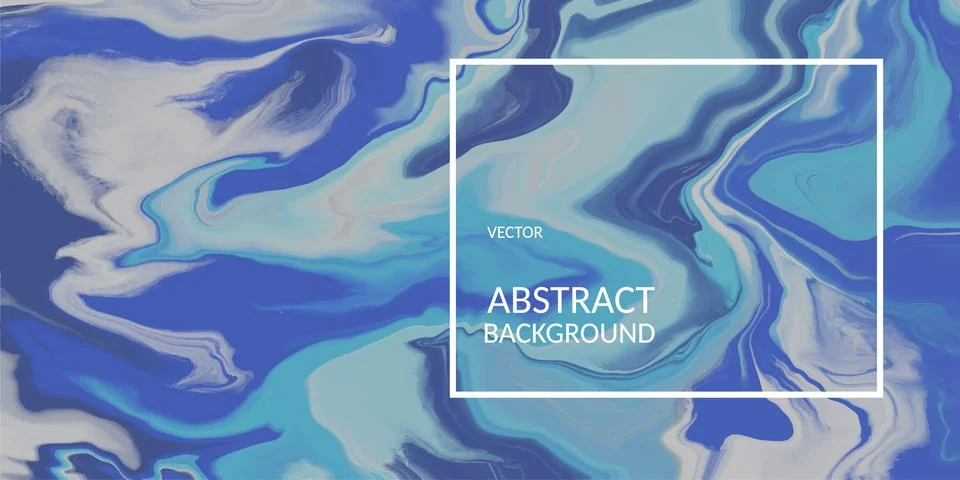 Vector abstract marble texture blue color, Fluid design backgrounds acrylic Stock Illustration