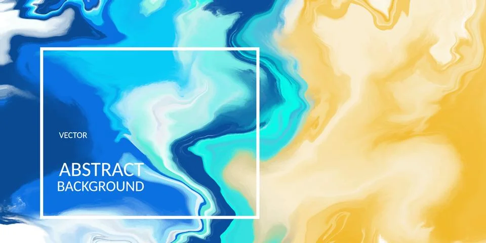 Vector abstract marble texture blue color, Fluid design backgrounds acrylic Stock Illustration