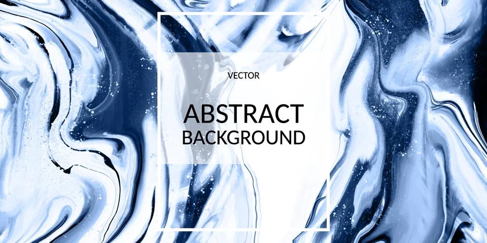 Vector abstract marble texture, Fluid design background blue color Stock Illustration