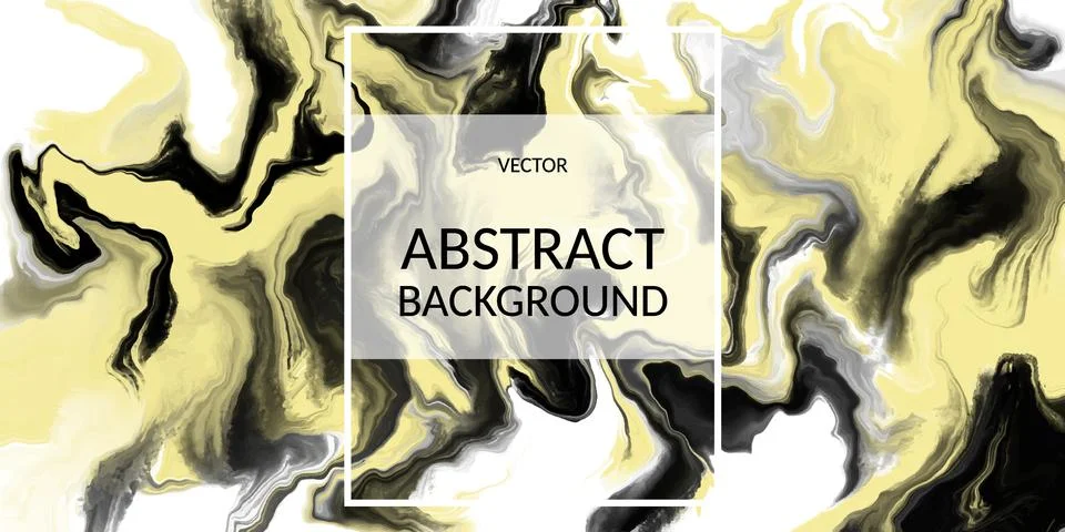 Vector abstract marble texture, Fluid design background yellow grey black Stock Illustration