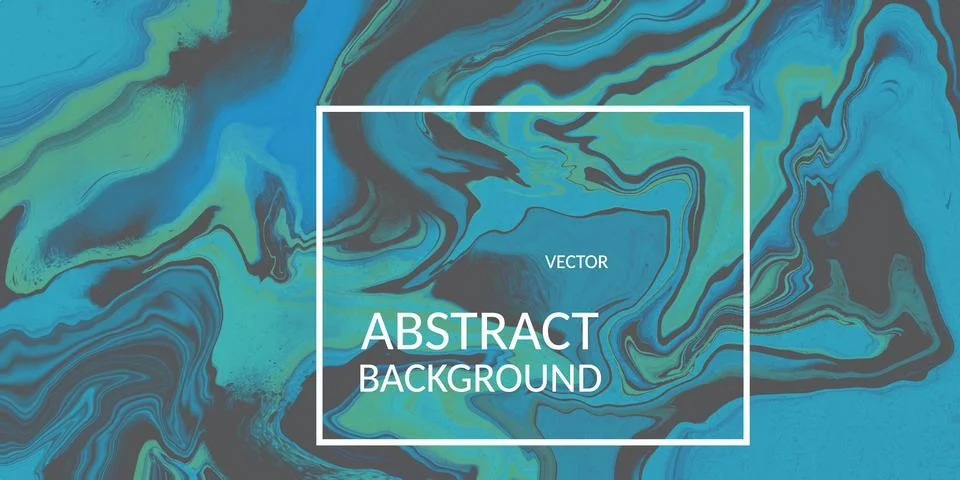 Vector abstract marble texture green and blue color Fluid design background Stock Illustration