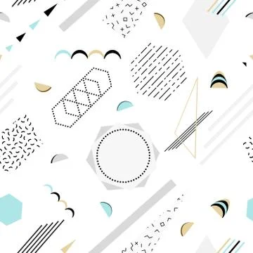 Vector abstract memphis pattern with mosaic geometric shapes - seamless. Иллюстрация