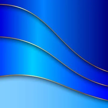 Vector abstract metal color background with curves and golden border Stock Illustration