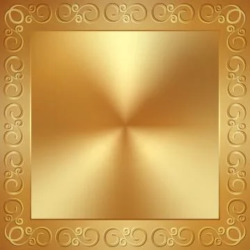 Vector abstract metal gold frame with ornament Stock Illustration