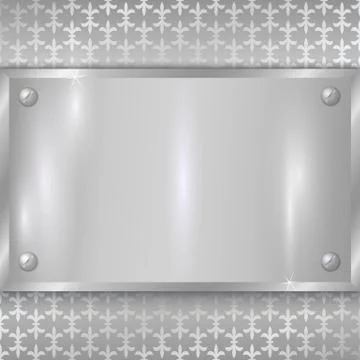 Vector abstract metal silver plaque on the ornament plate Stock Illustration