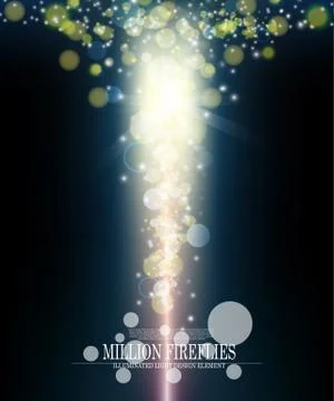 Vector abstract million fireflies dark blue vertical bokeh background design Stock Illustration