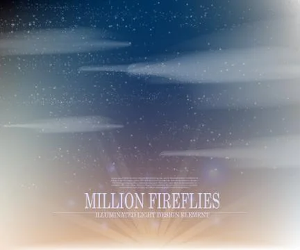 Vector abstract million fireflies on the sky background design Stock Illustration