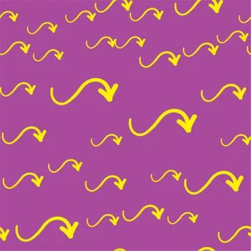 Vector abstract modern seamless pattern with bended arrows in yellow color. Stock Illustration