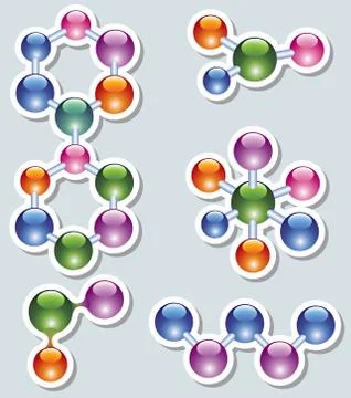 Vector abstract molecule icon set Stock Illustration