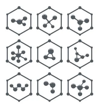 Vector abstract molecule icons design Stock Illustration