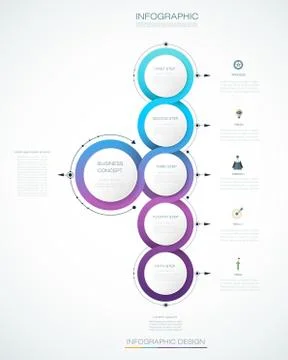 Vector abstract molecules with 3D paper label, integrated circles Stock Illustration