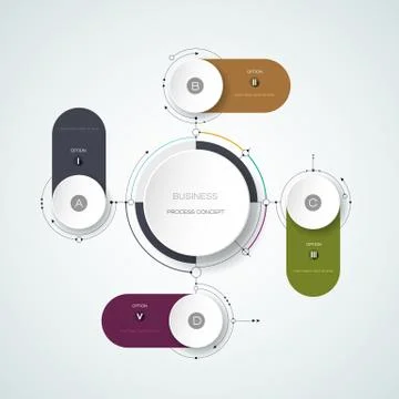 Vector abstract molecules with 3D paper label, infographic template Stock Illustration