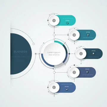 Vector abstract molecules with 3D paper label, infographic template Stock Illustration