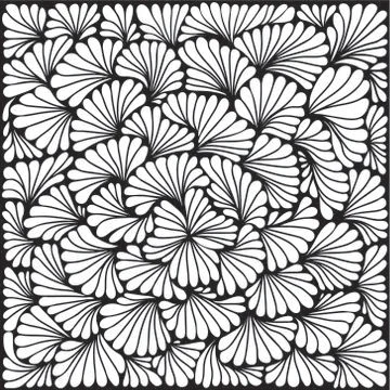 Vector abstract monochromatic pattern. White leafs on black background. Stock Illustration