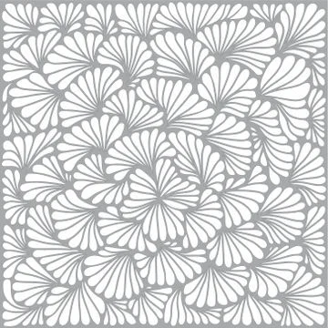 Vector abstract monochromatic pattern. White leafs on gray background. Stock Illustration