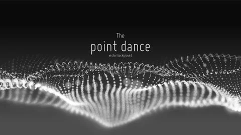 Vector abstract monochrome particle wave, points array, shallow depth of field Stock Illustration