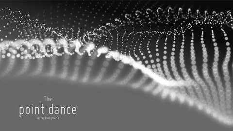 Vector abstract monochrome particle wave, points array, shallow depth of field Stock Illustration