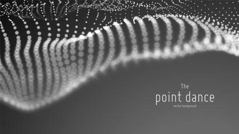 Vector abstract monochrome particle wave, points array, shallow depth of field Stock Illustration
