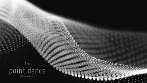 Vector abstract monochrome particle wave, points array, shallow depth of field イラスト素材